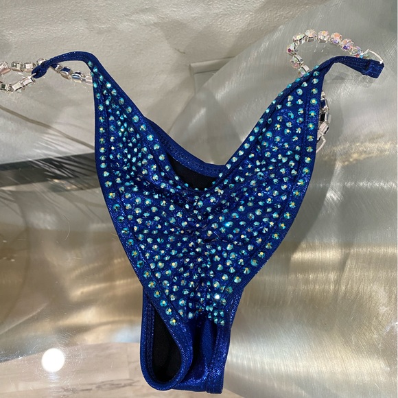 Blue Rhinestone Bikini Top - Picture 3 of 16